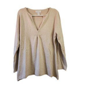 Soft Surroundings Sweater XL Cream Cashmere Rabbit Hair V-Neck Long Sleeve